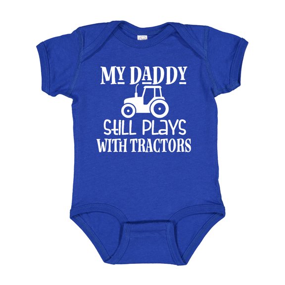 Inktastic Farmer My Daddy Still Plays with Tractors Boys or Girls Baby Bodysuit