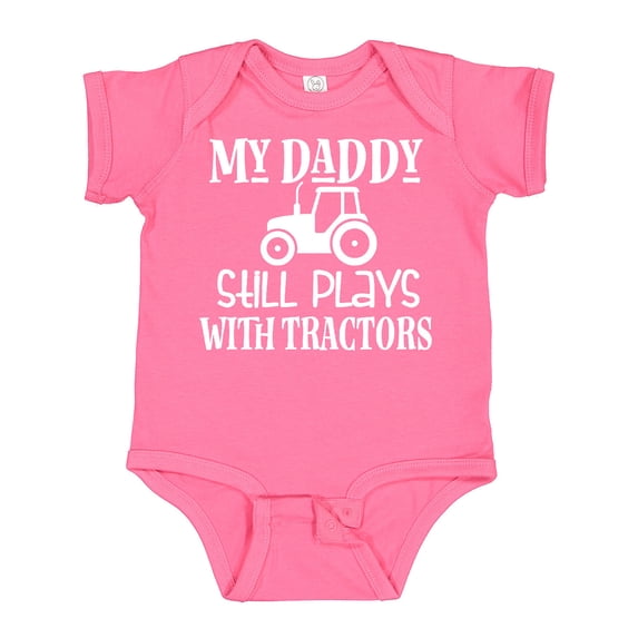Inktastic Farmer My Daddy Still Plays with Tractors Boys or Girls Baby Bodysuit