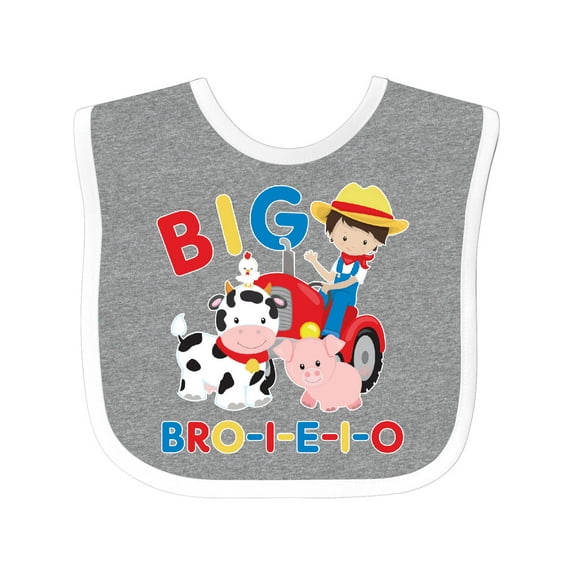 Inktastic Farmer Tractor EIEIO Big Bro Boys Baby Bib