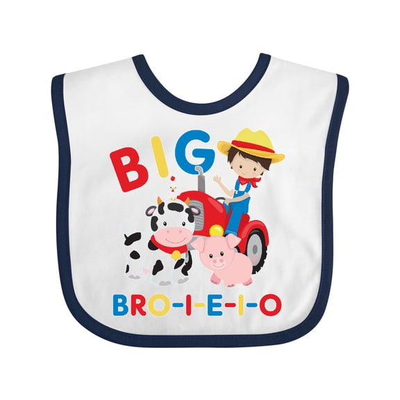 Inktastic Farmer Tractor EIEIO Big Bro Boys Baby Bib