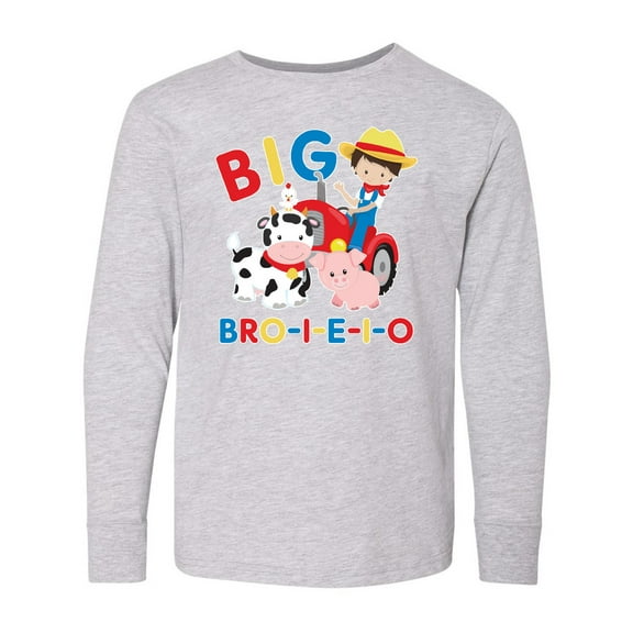Inktastic Farmer Tractor EIEIO Big Bro Long Sleeve Youth T-Shirt