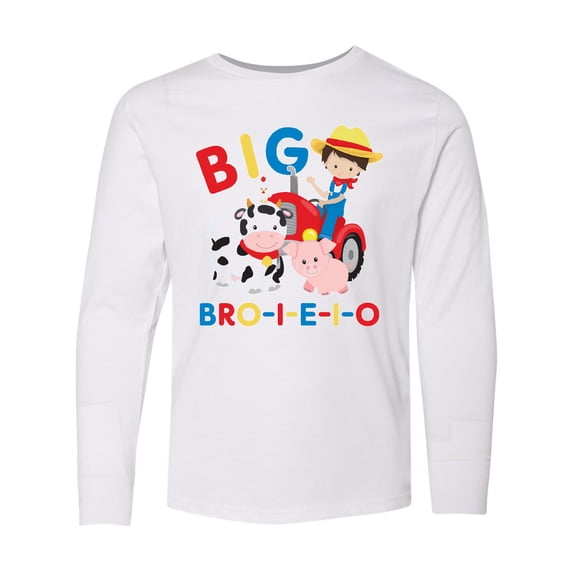 Inktastic Farmer Tractor EIEIO Big Bro Long Sleeve Youth T-Shirt