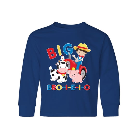 Inktastic Farmer Tractor EIEIO Big Bro Long Sleeve Youth T-Shirt