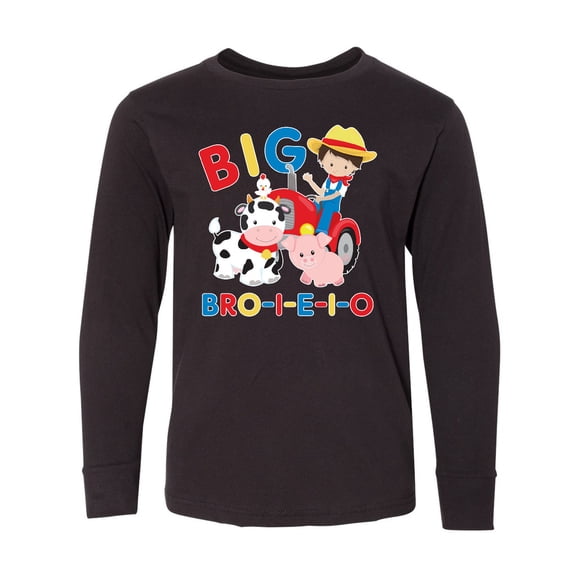 Inktastic Farmer Tractor EIEIO Big Bro Long Sleeve Youth T-Shirt