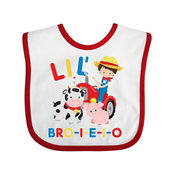 Inktastic Farmer Tractor EIEIO Little Bro Boys Baby Bib