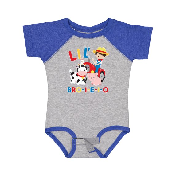 Inktastic Farmer Tractor Eieio Little Bro Boys Baby Bodysuit