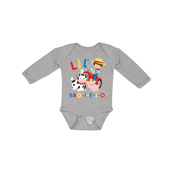 Inktastic Farmer Tractor EIEIO Little Bro Boys Long Sleeve Baby Bodysuit