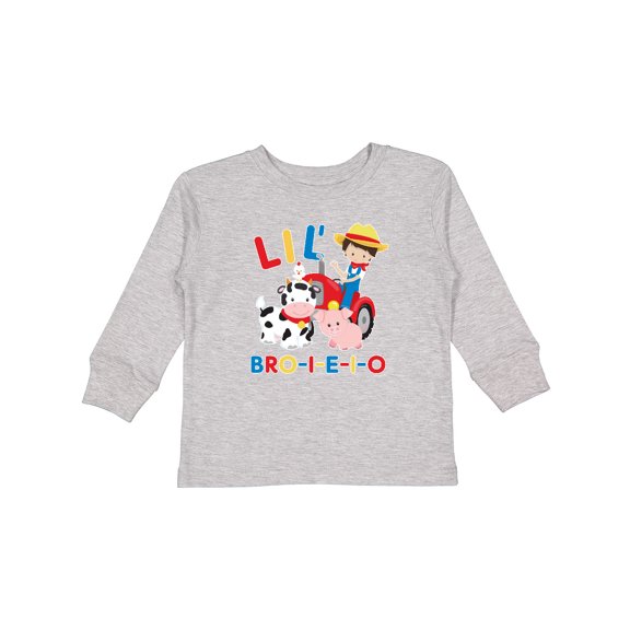Inktastic Farmer Tractor EIEIO Little Bro Boys Long Sleeve Toddler T-Shirt