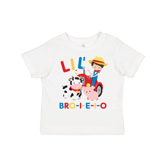 Inktastic Farmer Tractor EIEIO Little Bro Boys Toddler T-Shirt