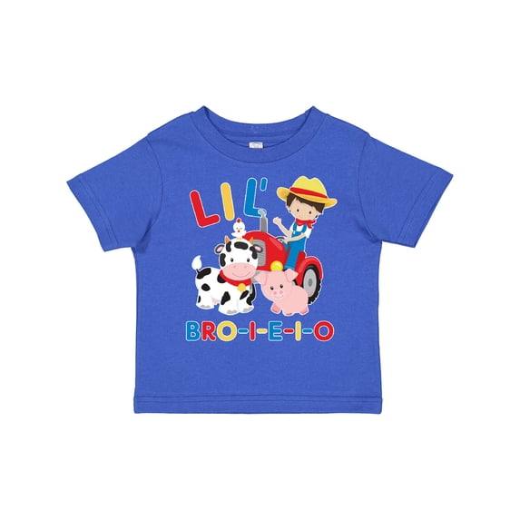 Inktastic Farmer Tractor EIEIO Little Bro Boys Toddler T-Shirt