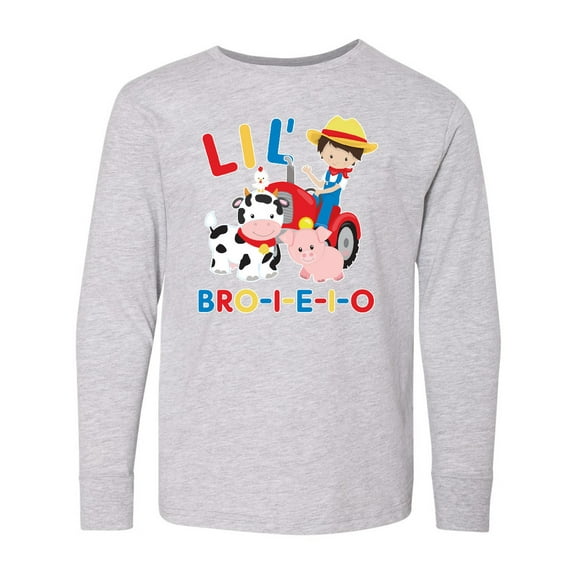 Inktastic Farmer Tractor EIEIO Little Bro Long Sleeve Youth T-Shirt