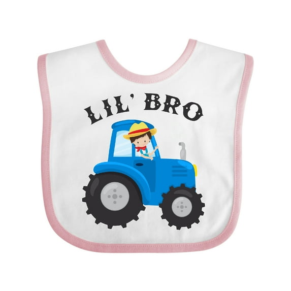 Inktastic Farmer Tractor Little Bro Boys Baby Bib