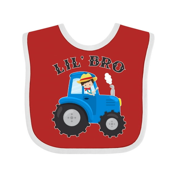 Inktastic Farmer Tractor Little Bro Boys Baby Bib