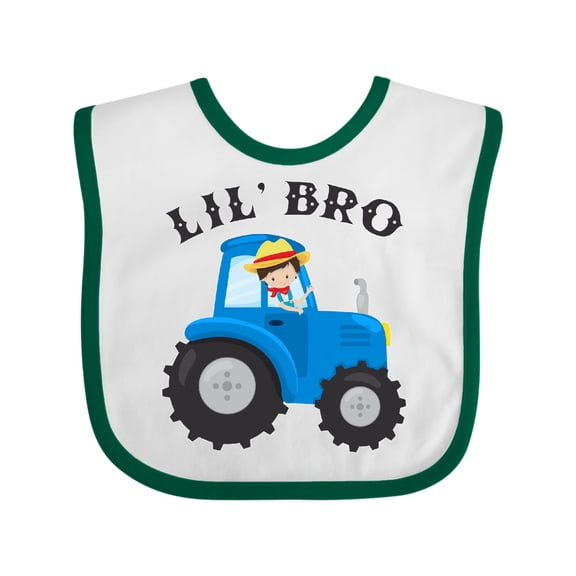 Inktastic Farmer Tractor Little Bro Boys Baby Bib
