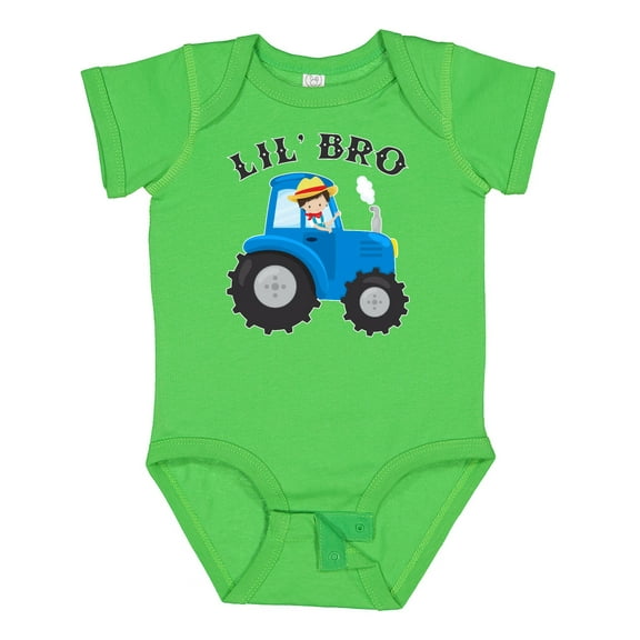 Inktastic Farmer Tractor Little Bro Boys Baby Bodysuit