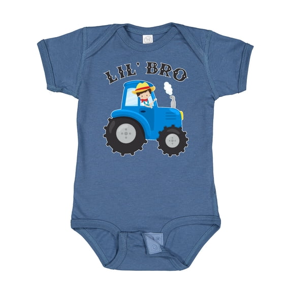 Inktastic Farmer Tractor Little Bro Boys Baby Bodysuit