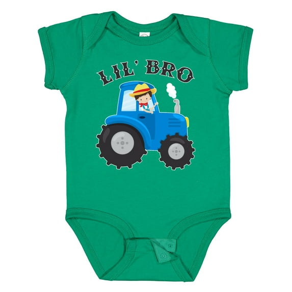 Inktastic Farmer Tractor Little Bro Boys Baby Bodysuit