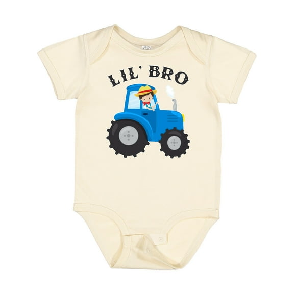 Inktastic Farmer Tractor Little Bro Boys Baby Bodysuit