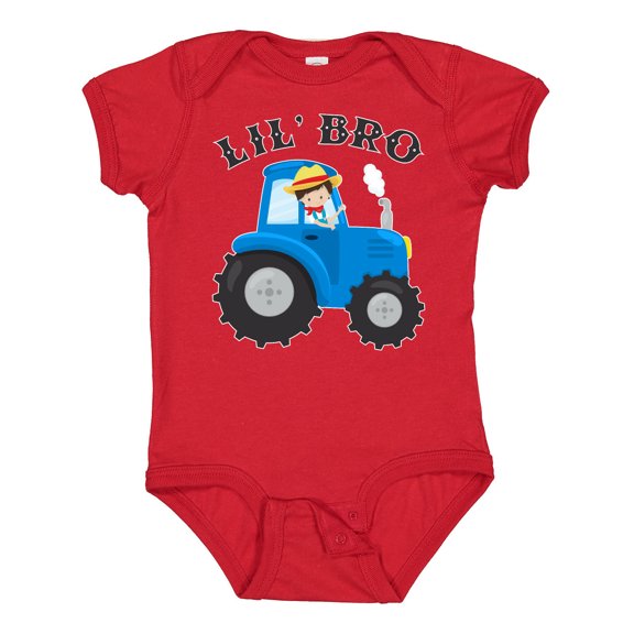 Inktastic Farmer Tractor Little Bro Boys Baby Bodysuit