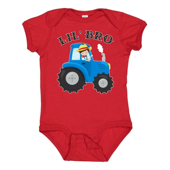 Inktastic Farmer Tractor Little Bro Boys Baby Bodysuit