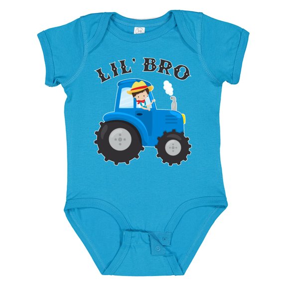 Inktastic Farmer Tractor Little Bro Boys Baby Bodysuit