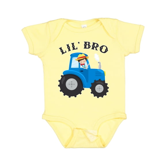 Inktastic Farmer Tractor Little Bro Boys Baby Bodysuit