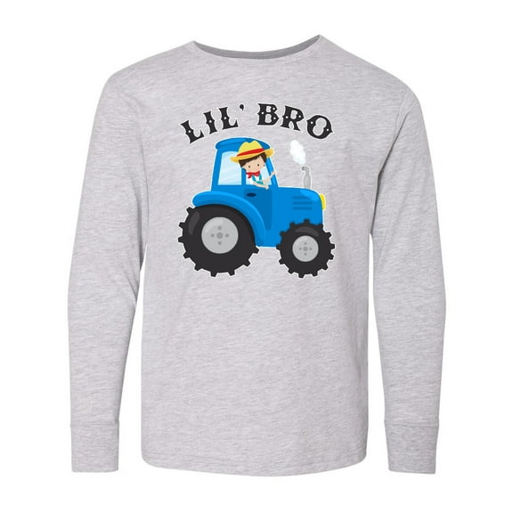 Inktastic Farmer Tractor Little Bro Long Sleeve Youth T-Shirt