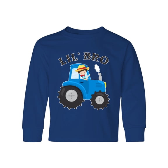 Inktastic Farmer Tractor Little Bro Long Sleeve Youth T-Shirt
