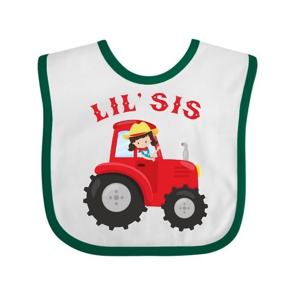 Inktastic Farmer Tractor Little Sis Girls Baby Bib