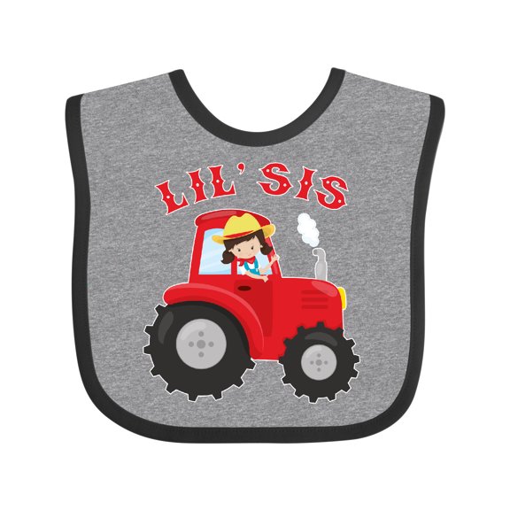 Inktastic Farmer Tractor Little Sis Girls Baby Bib
