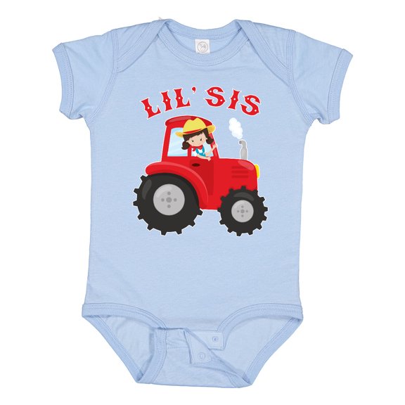 Inktastic Farmer Tractor Little Sis Girls Baby Bodysuit