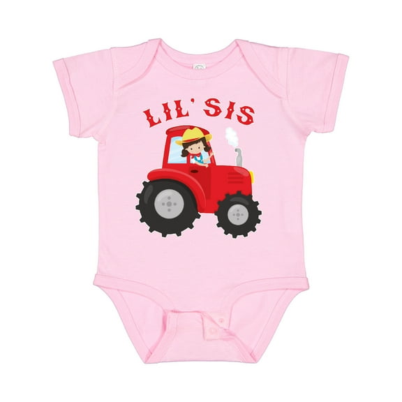 Inktastic Farmer Tractor Little Sis Girls Baby Bodysuit