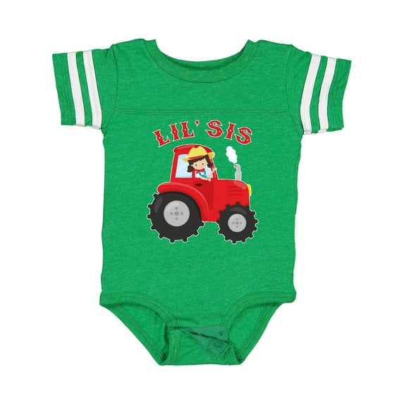 Inktastic Farmer Tractor Little Sis Girls Baby Bodysuit