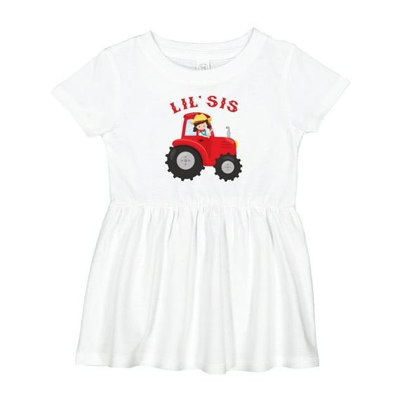 Inktastic Farmer Tractor Little Sis Girls Baby Dress