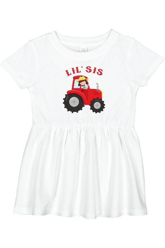 Farmer Tractor Little Sis Girls Baby Dress