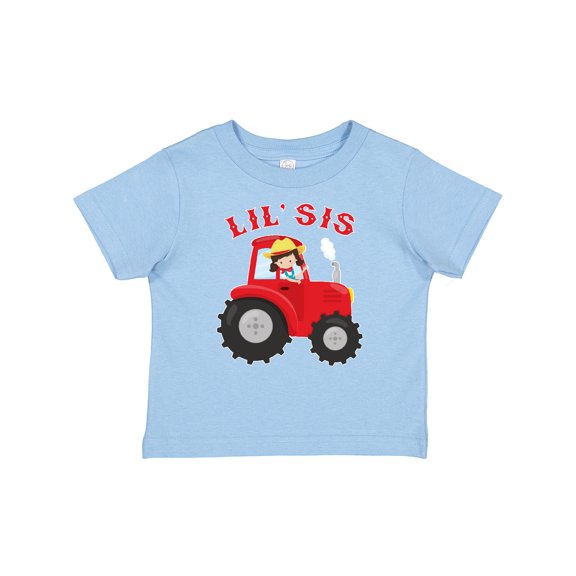 Inktastic Farmer Tractor Little Sis Girls Baby T-Shirt