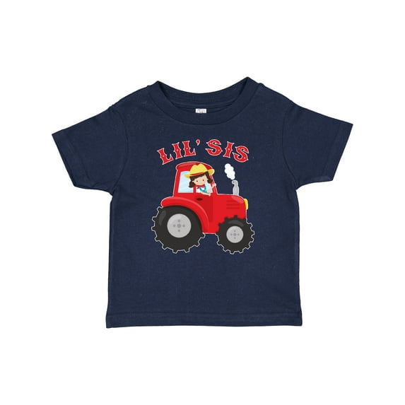 Inktastic Farmer Tractor Little Sis Girls Baby T-Shirt