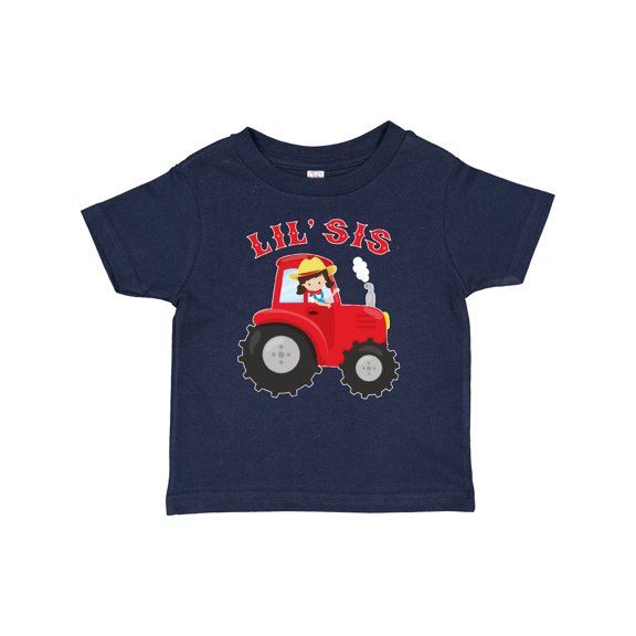 Inktastic Farmer Tractor Little Sis Girls Baby T-Shirt