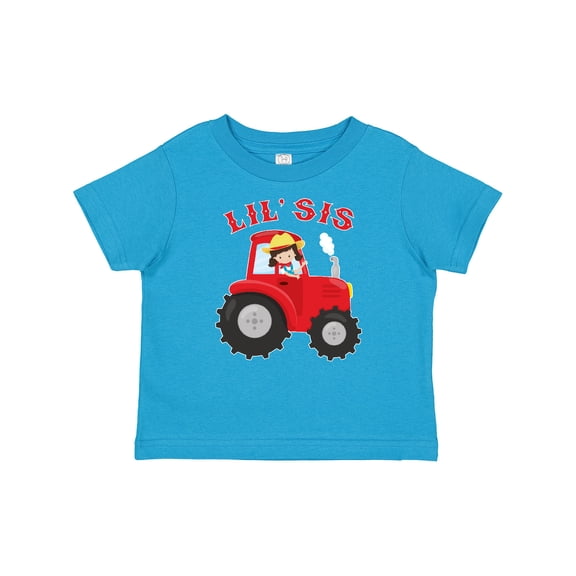 Inktastic Farmer Tractor Little Sis Girls Baby T-Shirt