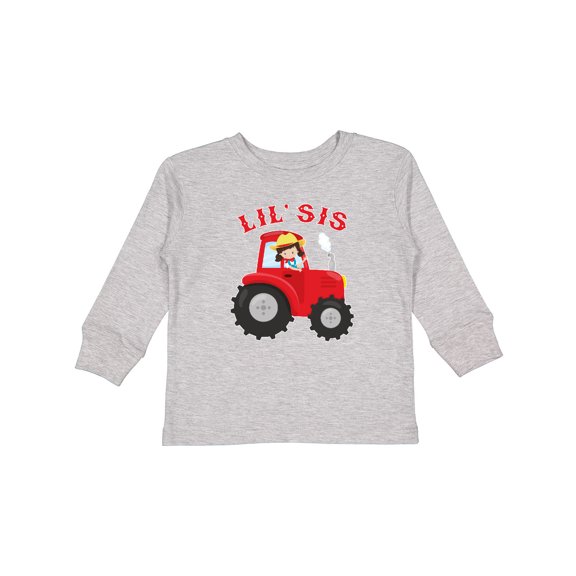 Inktastic Farmer Tractor Little Sis Girls Long Sleeve Toddler T-Shirt