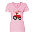 thumbnail image 1 of Inktastic Farmer Tractor Little Sis Women's V-Neck T-Shirt, 1 of 5
