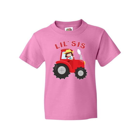 Inktastic Farmer Tractor Little Sis Youth T-Shirt