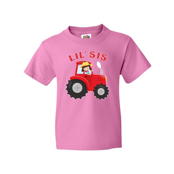 Inktastic Farmer Tractor Little Sis Youth T-Shirt