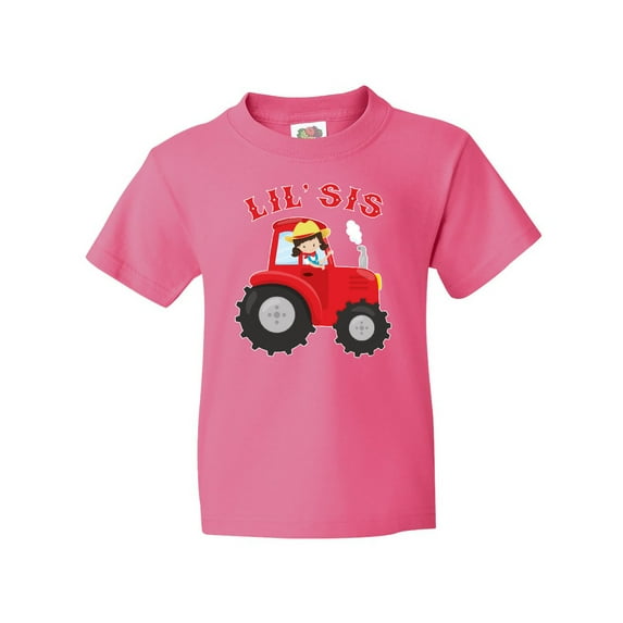 Inktastic Farmer Tractor Little Sis Youth T-Shirt