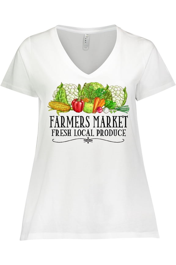 Farmers Market Fresh Local Produce Women's Plus Size V-Neck T-Shirt