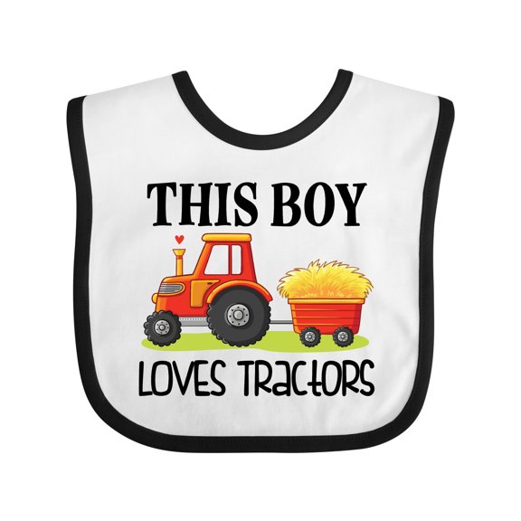 Inktastic Farming Cute Boy Loves Tractors Boys Baby Bib