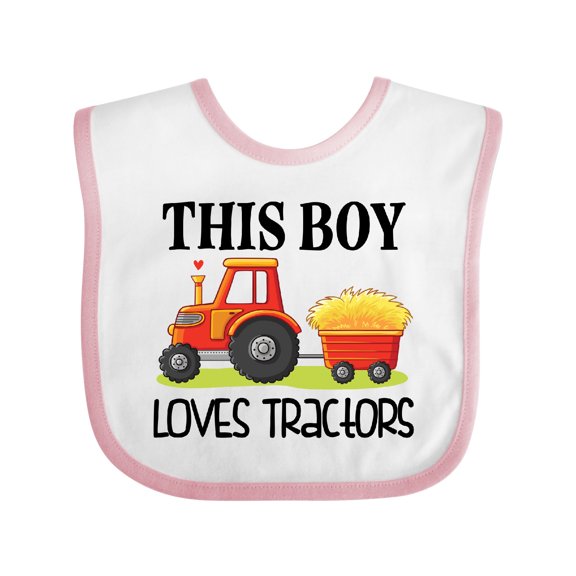 Inktastic Farming Cute Boy Loves Tractors Boys Baby Bib