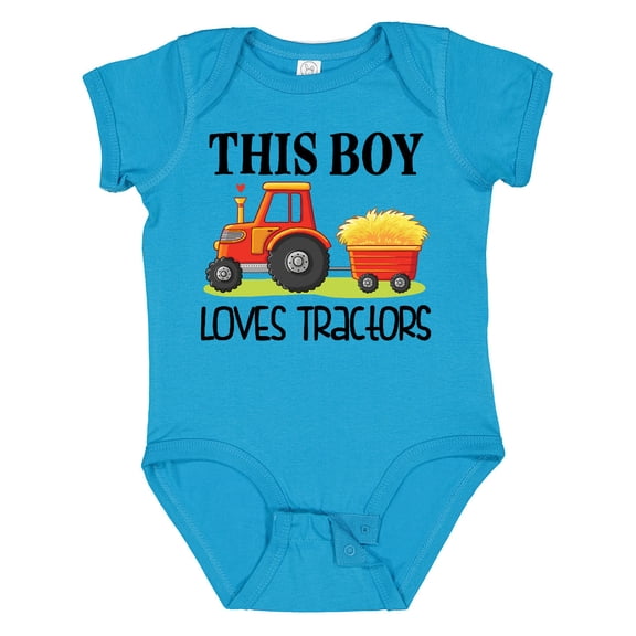 Inktastic Farming Cute Boy Loves Tractors Boys Baby Bodysuit