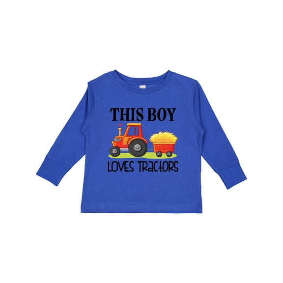 Inktastic Farming Cute Boy Loves Tractors Boys Long Sleeve Toddler T-Shirt