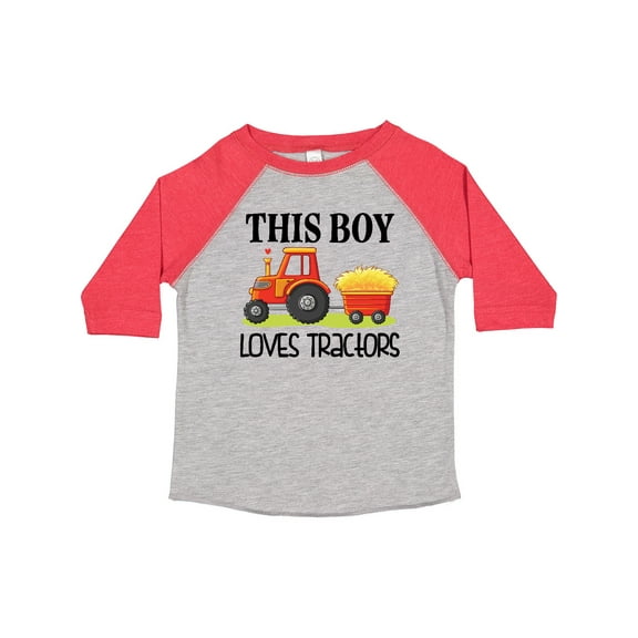 Inktastic Farming Cute Boy Loves Tractors Boys Toddler T-Shirt
